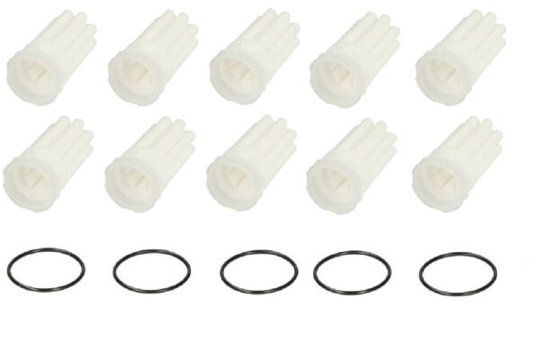 10 x Siku Heizölfilter Ölfilter Sternform 50 µm-70 µm inkl.5  x O-Ringe Weiß