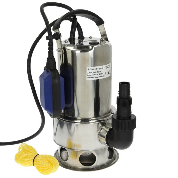 Tauchpumpe Schmutzwasserpumpe Tauchmotorpumpe Edelstahl mit Schwimmerschalter