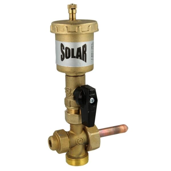 Solarentlüfter mit Absperrventil und einen Kreuzstück mit Fühlerhülse