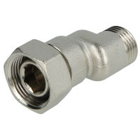 Excenterverschraubung S-Anschluss 1/2" x 3/4" Überwurfmutter 10 bis 60mm Versatz