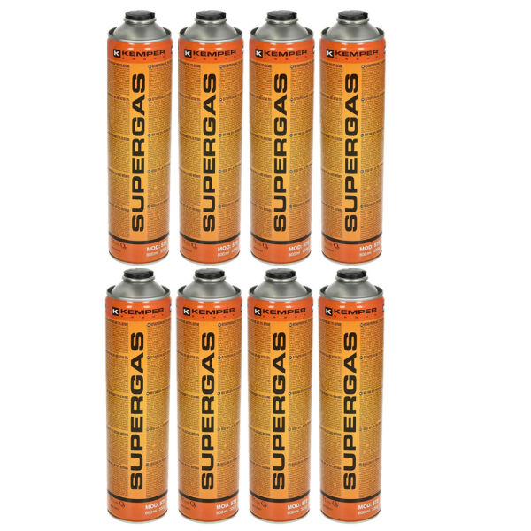 8x Kemper Gaskartusche Nr 575 bis 1800 °C Lötgas 30% Propan 70% Butan 600ml 330g
