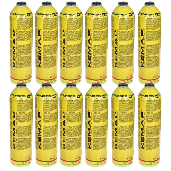 12x Kemper Gaskartusche Nr 581N Propan-Butan-Gasgemisch bis 3.300 °C 750ml 385g