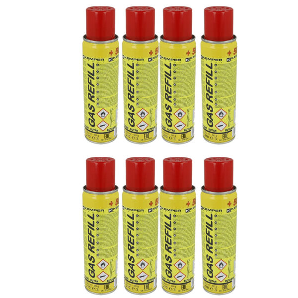 8x Kemper Nachfüllgas für Lötgeräte und Feuerzeuge 150ml 90g