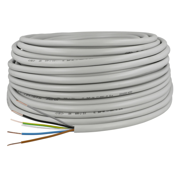 PVC Mantelleitung 5 x 2,5 mm² NYM-J Elektroleitung Stromkabel VPE 100 m Ring