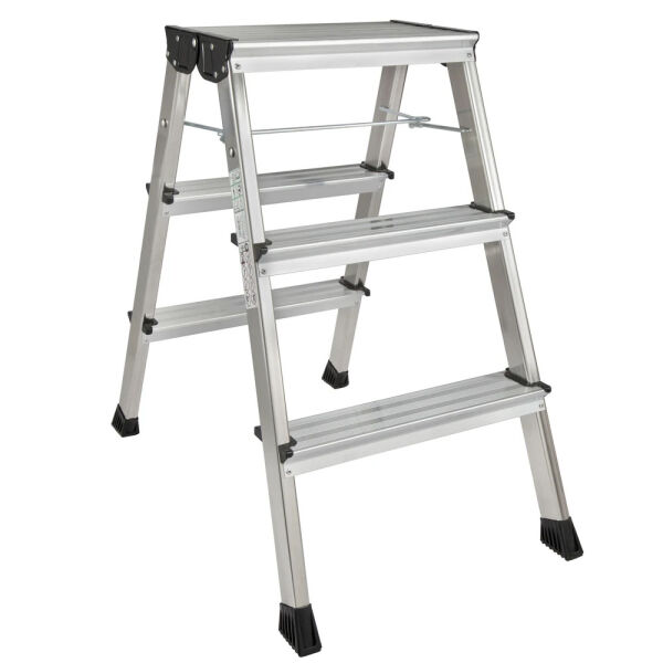 Krause Alu Doppel-Klapptritt Roll/Stop-Automatik 2 x 3 Stufen 130068