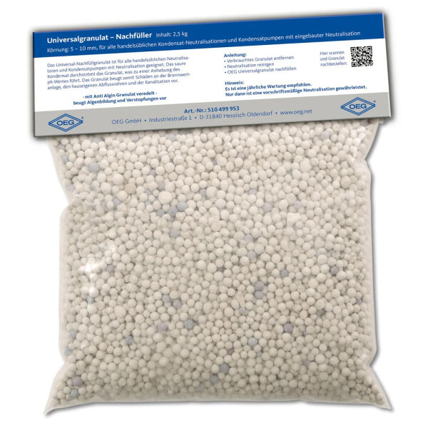 Nachfüllgranulat mit Anti Algin 2,5 kg Gas und Öl-Brennwertkessel Körnung 5-10mm