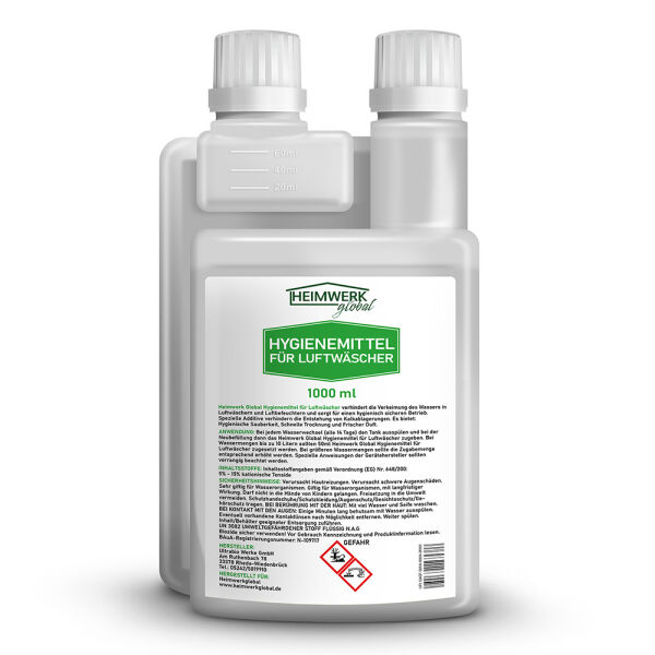 Heimwerkglobal Hygienemittel für 1000ml mit Dosierholfe Luftwäscher Luftreiniger Luftbefeuchter