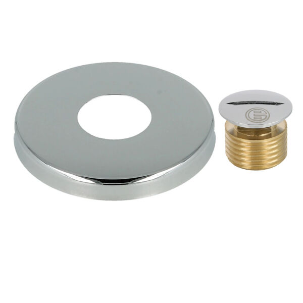 Blindstopfen mit Rosette Messing verchromt 1/2 Zoll