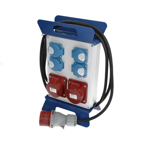 as-Schwabe Stromverteiler mit 4 Schutzkontaktsteckdosen und 2 CEE-Steckdosen