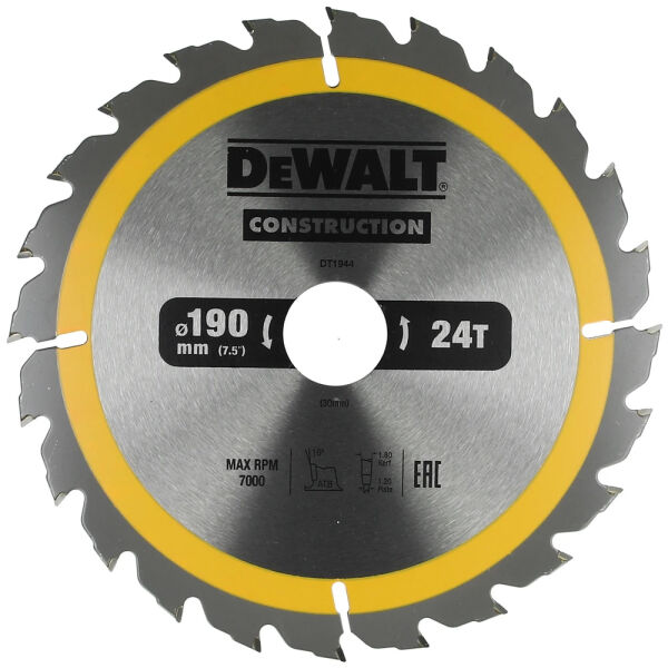 DeWalt CONSTRUCTION Kreissägeblatt Ø 190 x 30 mm mit 24 Zähnen