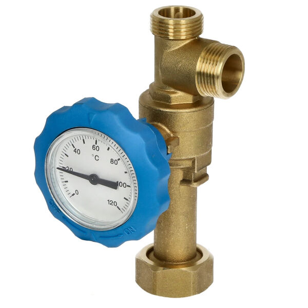 Oeg Kugelhahn mit Thermometer blau 3/4" für Solarstation