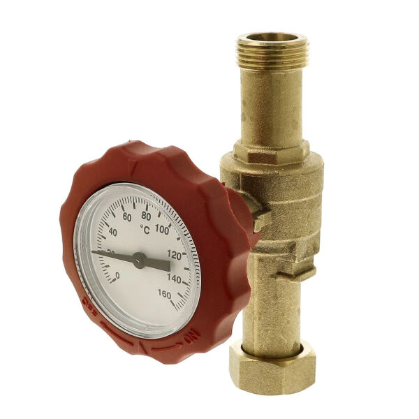 Oeg Kugelhahn mit Thermometer rot 3/4" für Solarstation