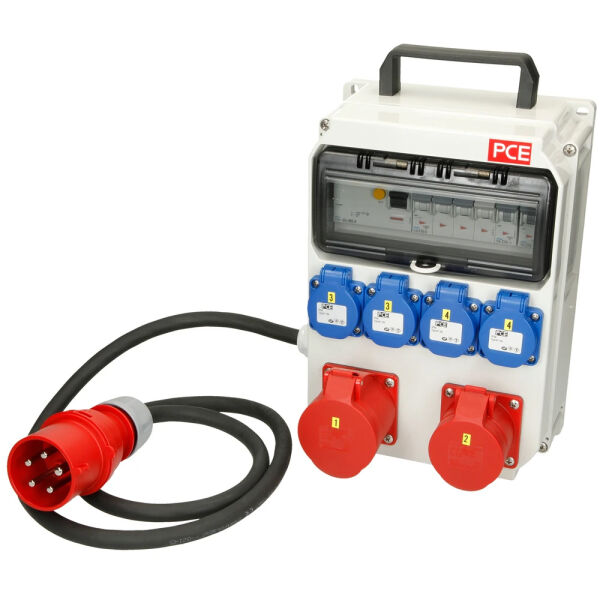 PCE Mobilverteiler mit 2 CEE- und 4 Schutzkontakt-Steckdosen UTE 9134172