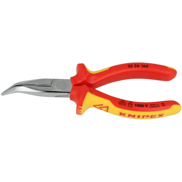 Knipex Flachrundzange mit Schneide abgewinkelte Backen 40° 160 mm 2526160