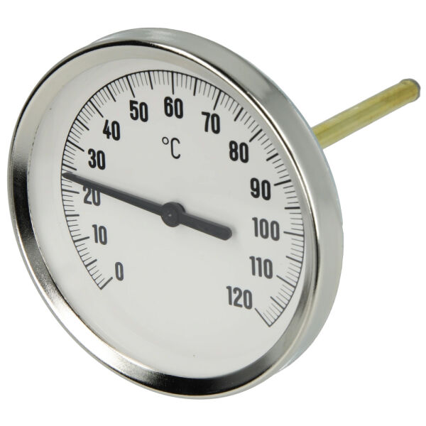 Thermometer Ø 80 mm Bimetall 0 - 120 °C mit 100mm Tauchhülse Ø 6mm