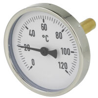 Bimetall-Zeigerthermometer 0-120°C 63 mm Fühler...