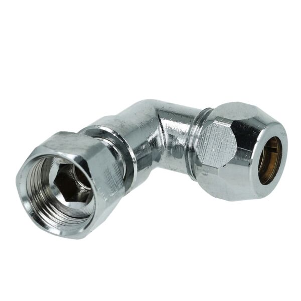 Winkel-Quetschverschraubung mit ÜWM 3/8" x 10 mm verchromt DVGW zertifiziert