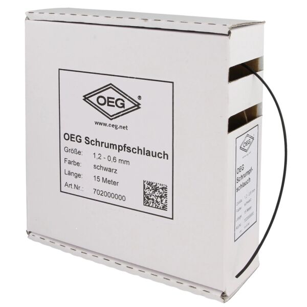 Schrumpfschlauch schwarz aus Polyolefin 2:1, Ø 1,2 bis 25,4 mm