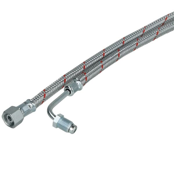 Ölschlauch 1/4" 90° Rohrbogen mit Nippel x 3/8" Überwurfmutter, 900 mm