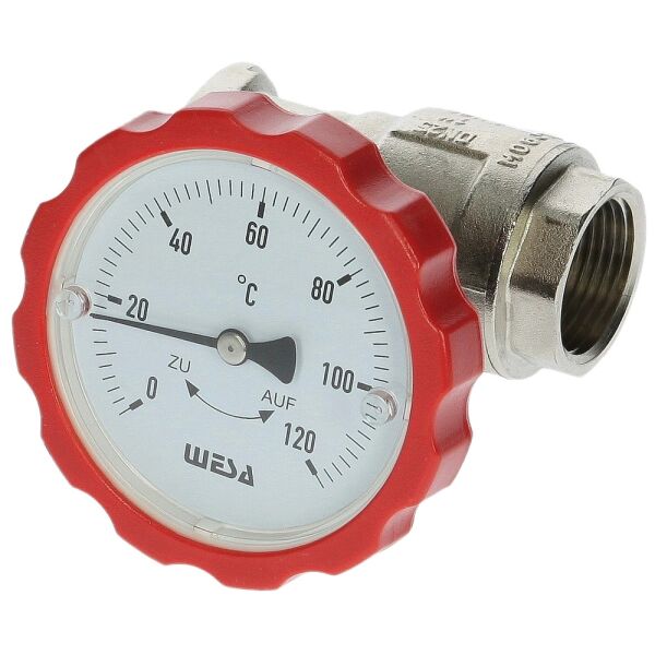 WESA ISO-Therm Pumpen-Kugelhahn mit Thermometergriff 1" und 1 1/4"