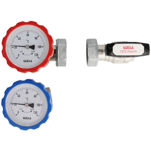 WESA Pumpenbaugruppe mit Thermometer-Kugelhähnen 1" und 1 1/4"