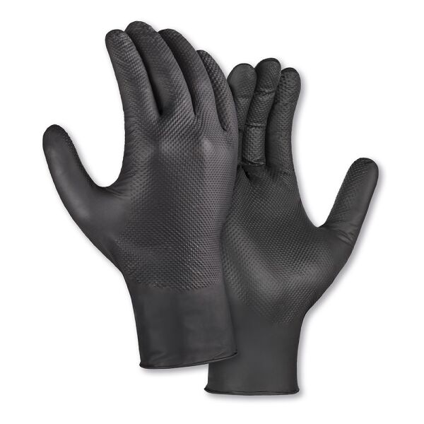 teXXor® Nitril-Einweghandschuhe DIAMOND GRIP schwarz, Box à 50 Stück