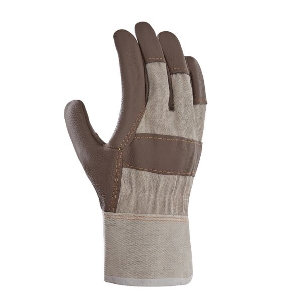 teXXor® Möbelleder-Handschuhe BRAUNE FARBEN, Leder braun, Drell weiß, Gr. 10