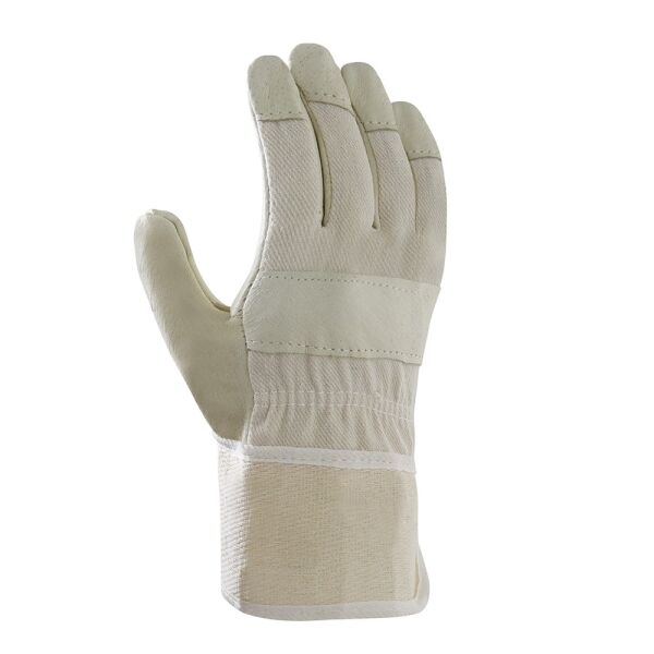 teXXor® Schweinsvollleder-Handschuhe DAMEN-PAWA, Leder gelb, Drell weiß, Gr. 8