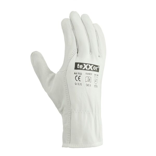 teXXor® Rindnappaleder-Handschuhe FAHRER, natur, Gr. 8–11