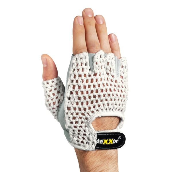 teXXor® Nappaleder-Handschuhe FAHRRADFAHRER, Leder natur / Textil weiß, Gr. 7–12