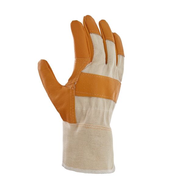 teXXor® Möbelleder-Handschuhe HELLES LEDER leicht gefüttert, Leder hell, Drell weiß, Gr. 10