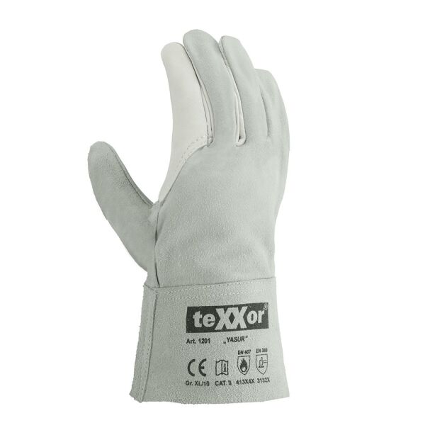 teXXor® Rindvoll-/Spaltleder Handschuhe YASUR, natur, Gr. 10
