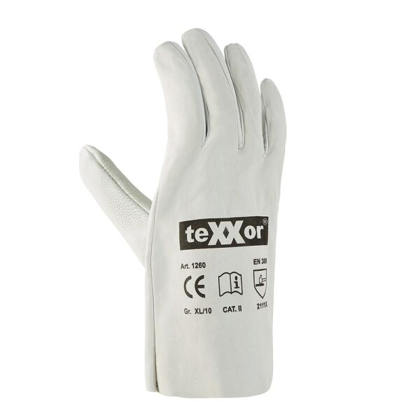 teXXor® Schafsnappa-Handschuhe VOLLLEDER, natur, Gr. 7–11