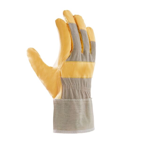 teXXor® Kunstleder-Handschuhe 88 PVWA-TOP, Kunstleder gelb/Drell weiß, Gr. 10