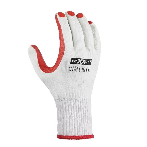 teXXor® Universalhandschuhe LATEXBESCHICHTET, natur/rot, Gr. 10