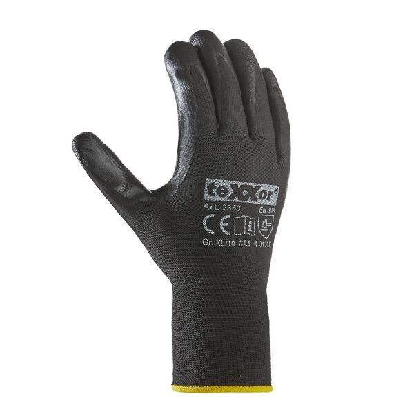 teXXor® Nitril-Handschuhe POLYESTER, schwarz, Gr. 7–11