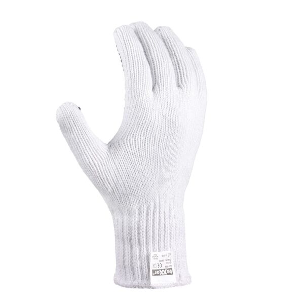 teXXor® Grobstrick-Handschuhe BAUMWOLLE/POLYESTER einseitig benoppt, weiß/schwarze Noppen, Gr. 7–11