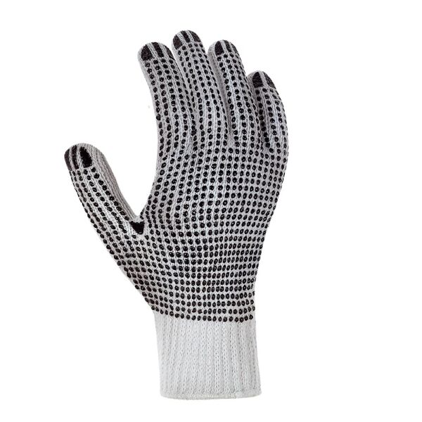 teXXor® Grobstrick-Handschuhe BAUMWOLLE/POLYESTER beidseitig benoppt, weiß/schwarze Noppen, Gr. 7–11