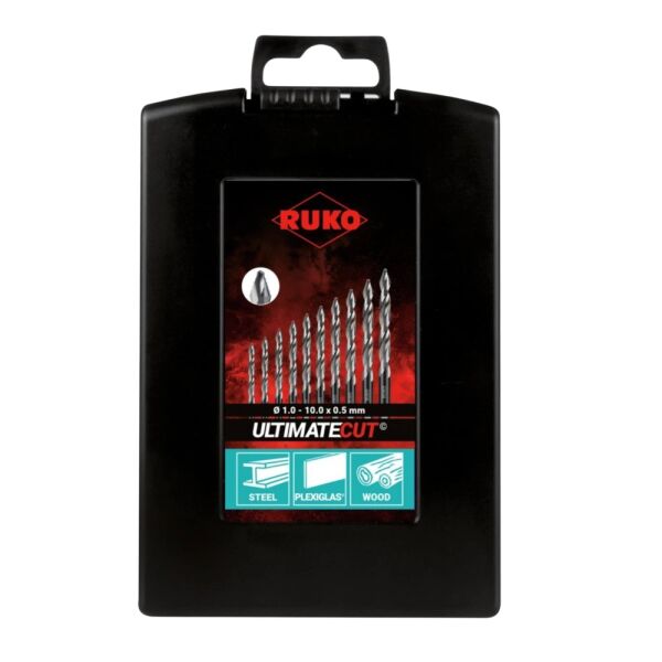 Ruko Spiralbohrersatz mit Flowstep-Spitze Ø 1 - 10 mm für Stahl 259214RO