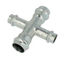 C-Stahl Pressfitting Kreuzstück I/I/I/I Kontur V, 18...