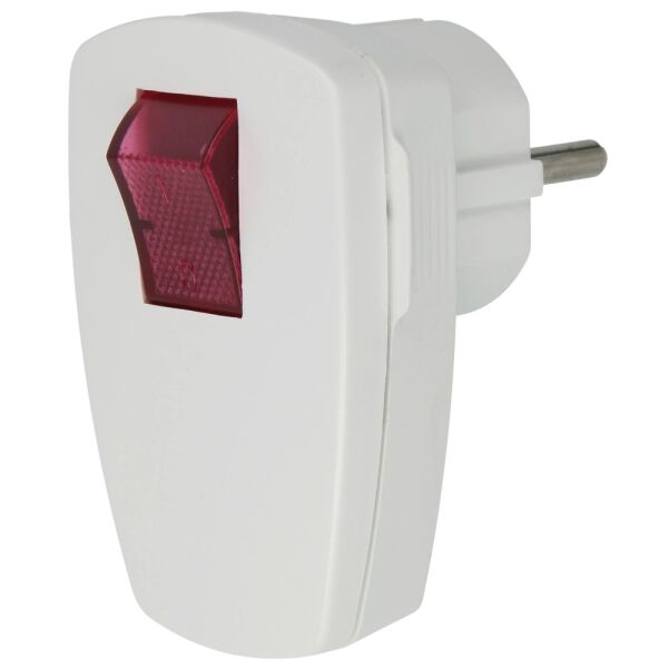 Bachmann Schutzkontakt-Winkelstecker mit Schalter beleuchtet weiß 911273