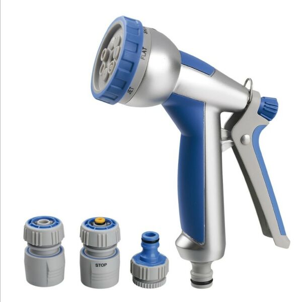 Gartenbrause Alu Spritzbrause Sprühpistole 8 fach verstellbar